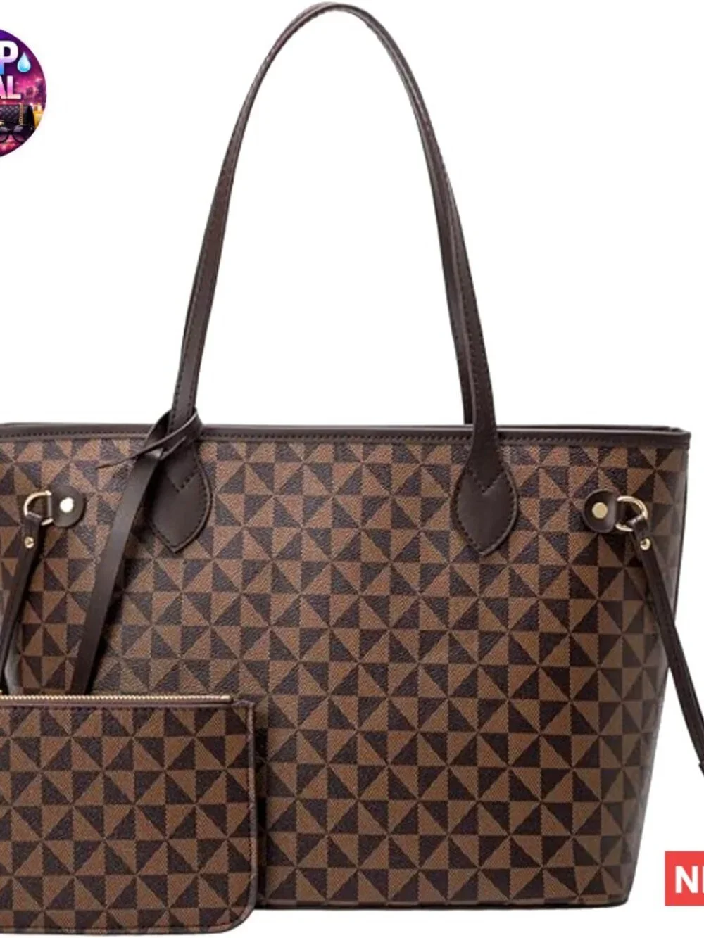 Leather Satchel Handbag with Wallet, Top Handle Shoulder Bag